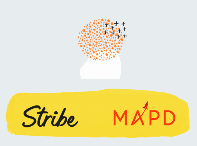 illustration for a webinar collaboration between stribe and MAPD - the two company logos are displayed together on a colourful background