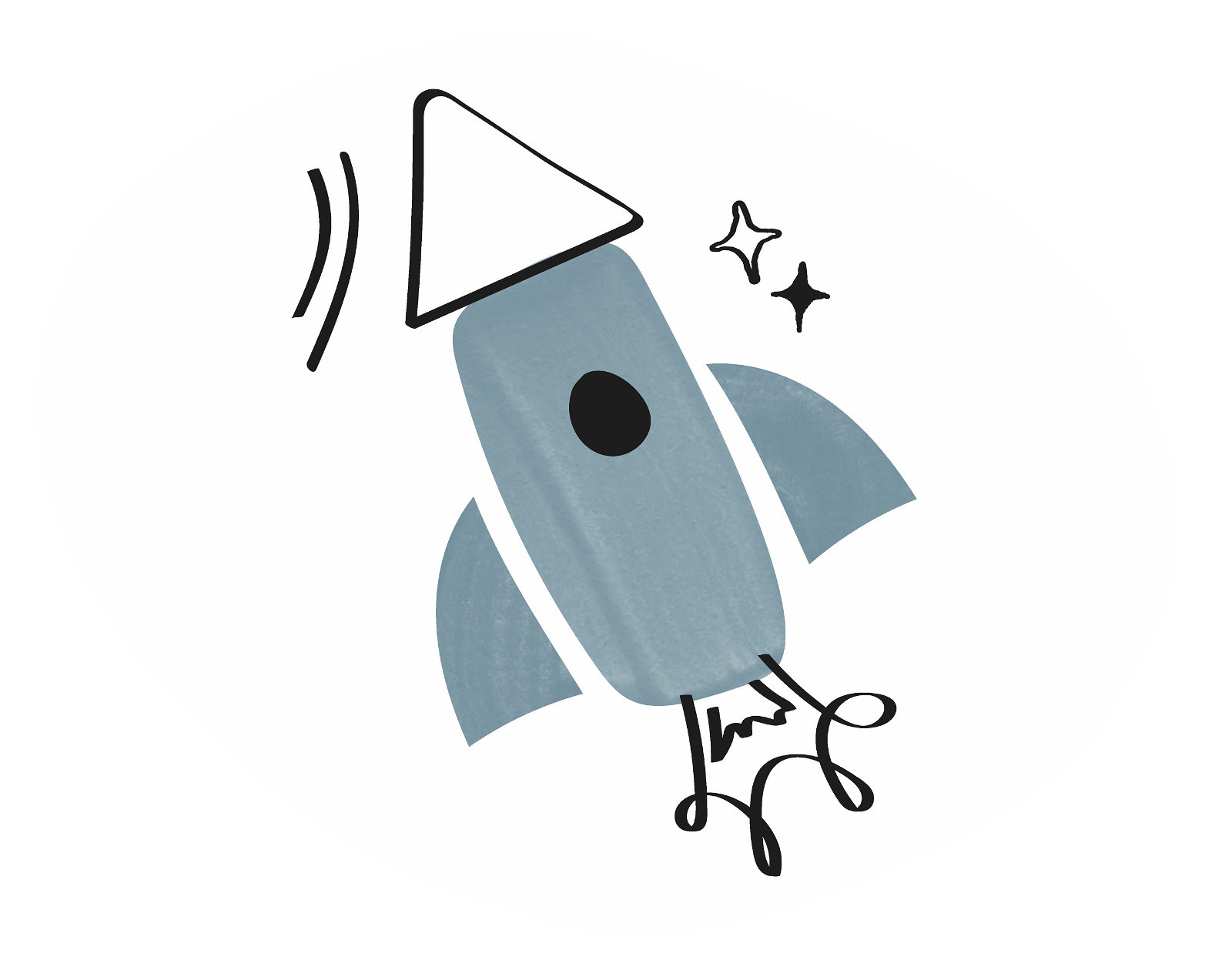 stribe blue rocket ship icon