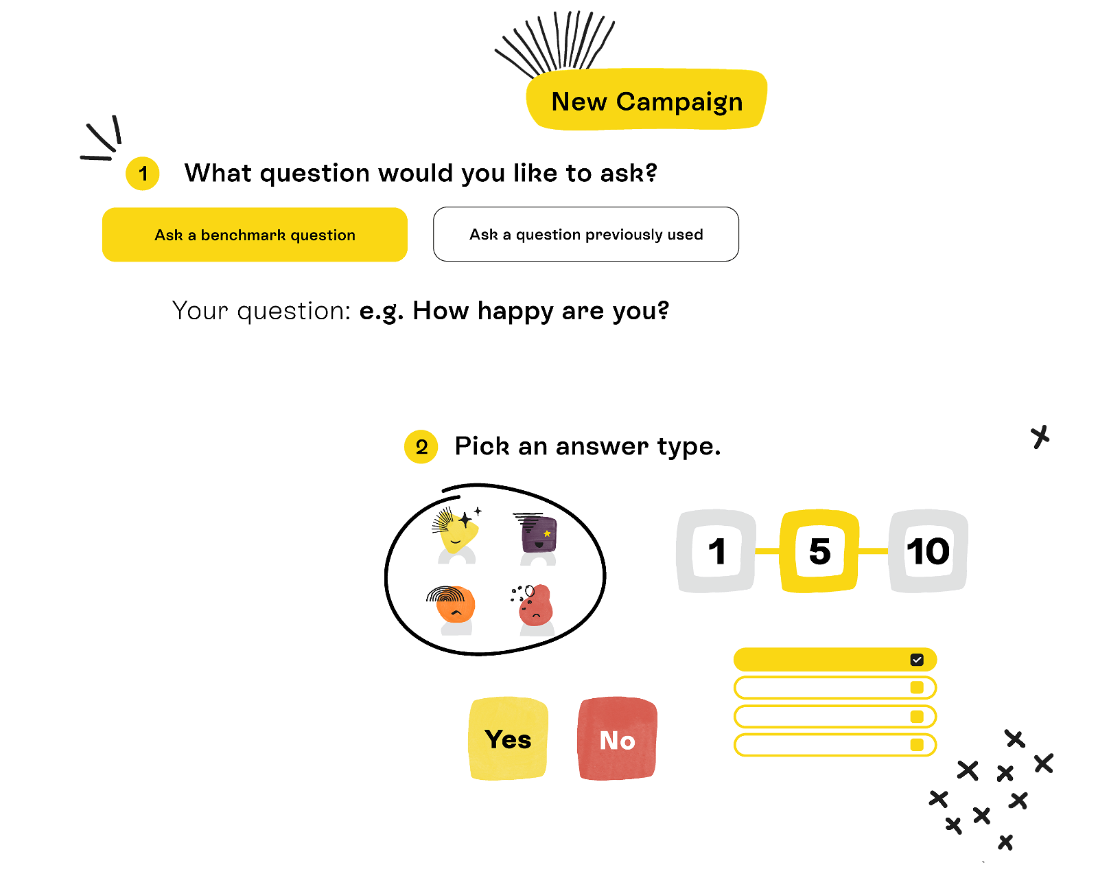 stribe pulse surveys - an example of buttons to show how to build a survey in the stribe tool