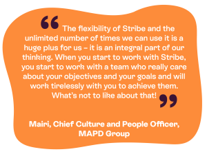 A positive testimonial for Stribe from a manager at MAPD group.