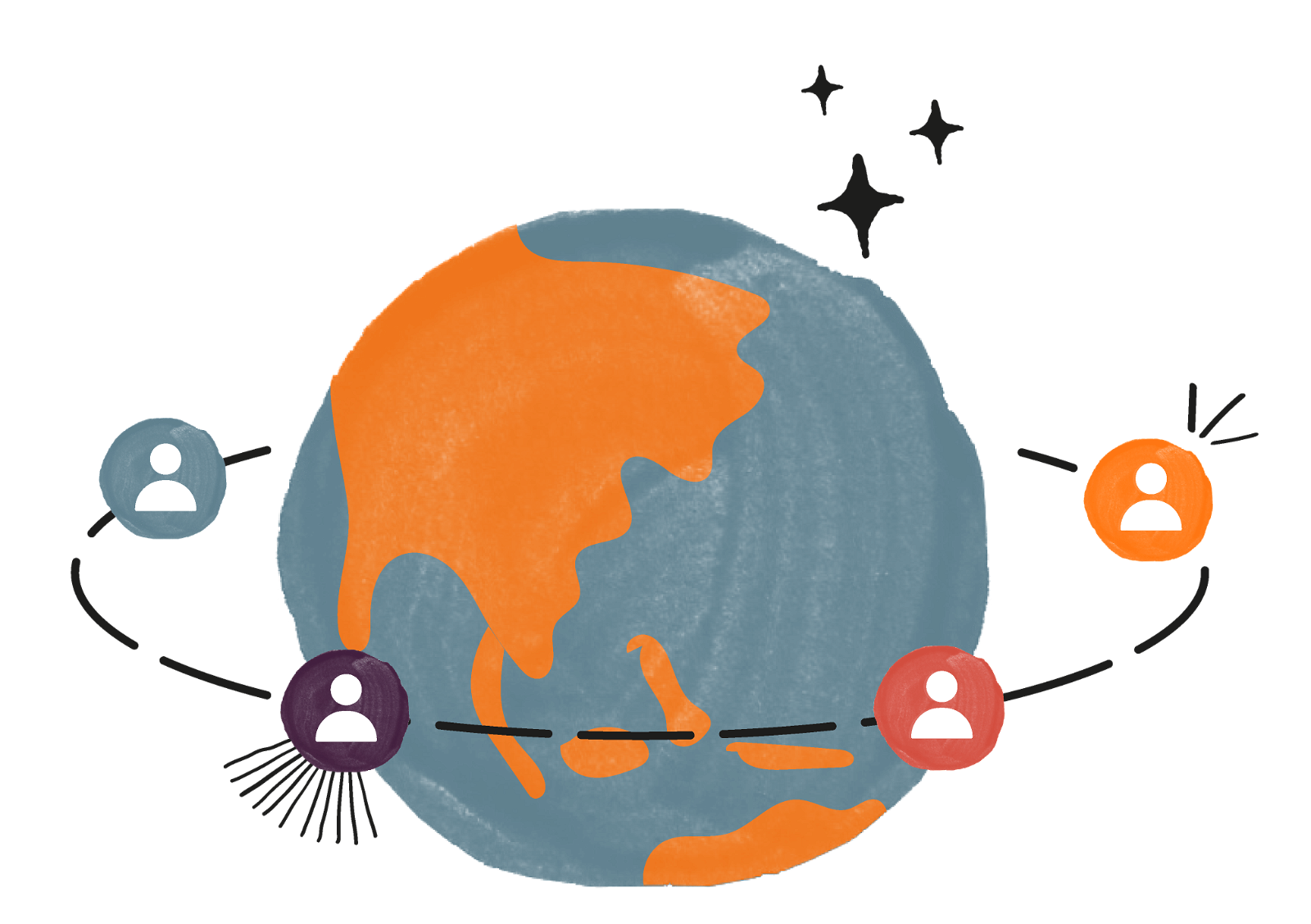 stribe dispersed workforce and remote working icon - world of people
