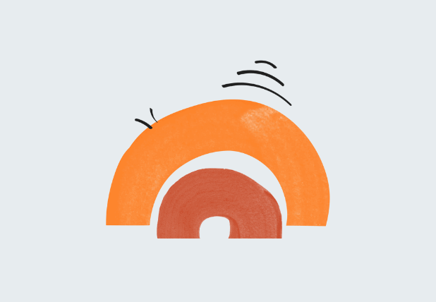an orange and red rainbow on a light grey background depicting employee engagement mistakes