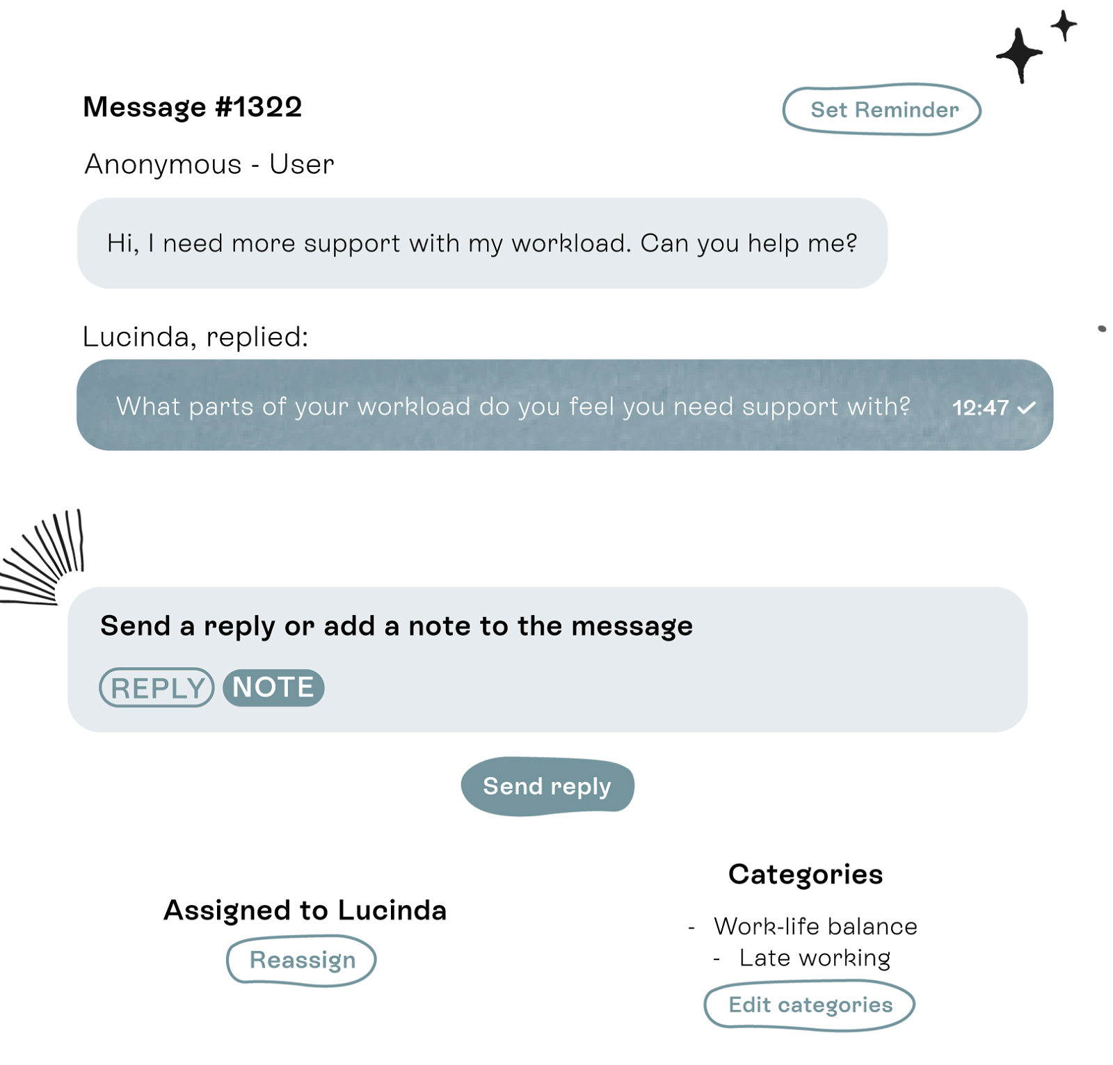 As snapshot illustration that shows what it looks like to send an anonymous message within stribe.